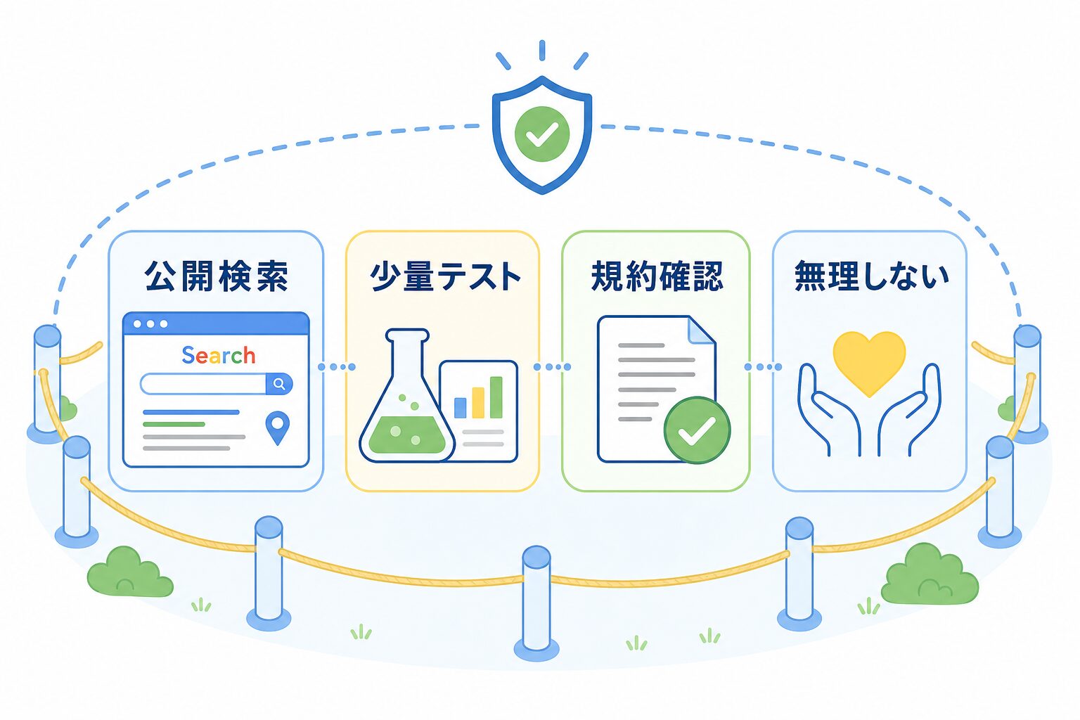 公開検索、少量テスト、規約確認、無理しないという安全な境界線